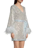 Bridges Sequin & Feather Minidress