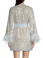 Bridges Sequin & Feather Minidress