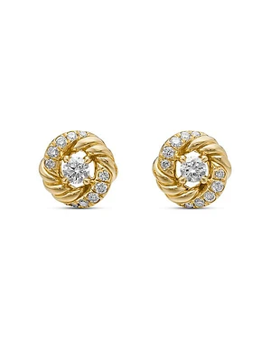 Petite Infinity Stud Earrings in 18K Yellow Gold with Diamonds, 7.8mm