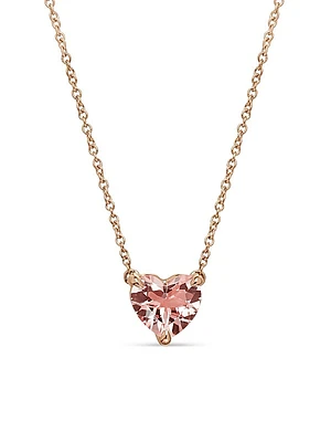 Chatelaine Heart Pendant Necklace in 18K Rose Gold with Morganite, 8mm