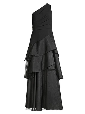 One-Shoulder Tiered Gown