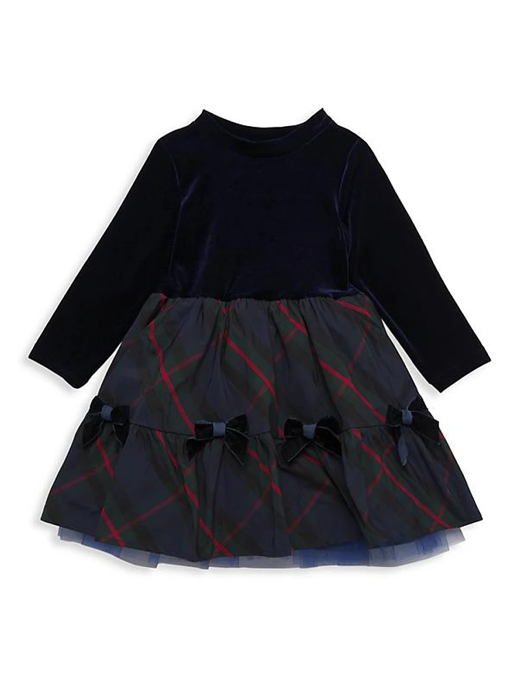 Baby Girl's, Little Girl's & Girl's Velvet Long-Sleeve Plaid Dress