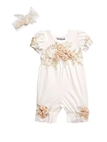 Baby Girl's 3D Flower Romper