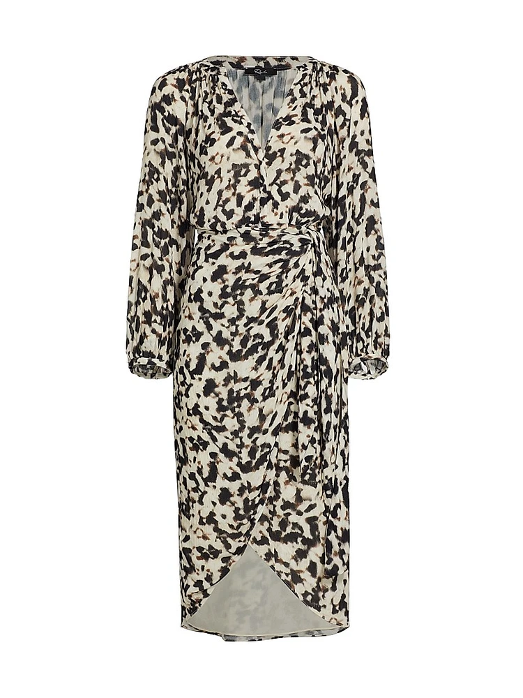 Tyra Tie-Waist Print Midi-Dress