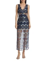 Lillian Lace-Trimmed Midi-Dress