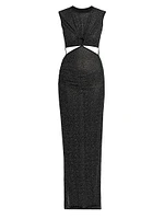 Keyhole Glitter Mesh Maxi Dress