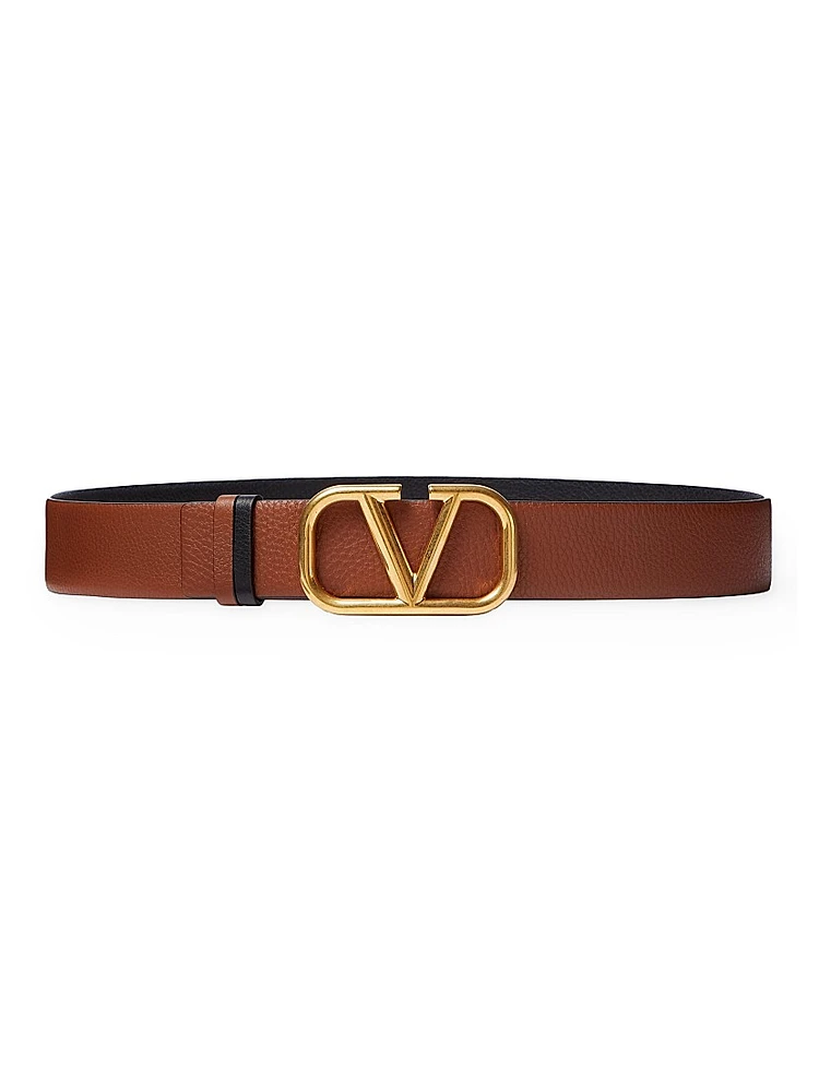 Vlogo Signature Reversible Elk-Print Calfskin Belt MM