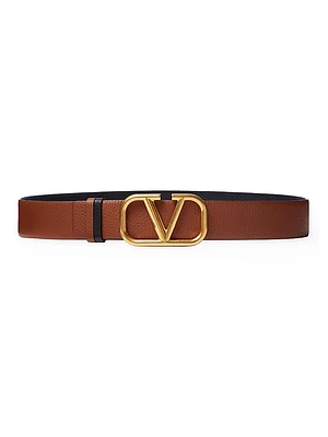 Vlogo Signature Reversible Elk-Print Calfskin Belt MM
