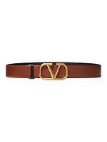 Vlogo Signature Reversible Elk-Print Calfskin Belt MM