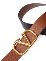 Vlogo Signature Reversible Elk-Print Calfskin Belt MM