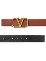 Vlogo Signature Reversible Elk-Print Calfskin Belt MM
