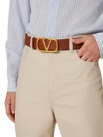 Vlogo Signature Reversible Elk-Print Calfskin Belt MM