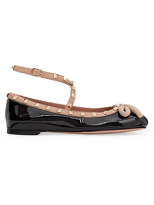 Rockstud Patent Leather Ballerinas