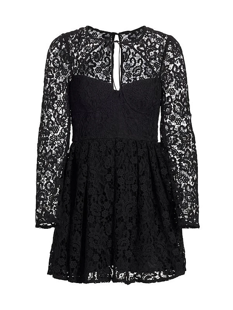 Lace Tie-Neck Minidress