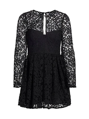 Lace Tie-Neck Minidress