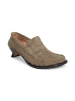 Loewe Tierra 40MM Leather Kitten-Heel Loafer Pumps