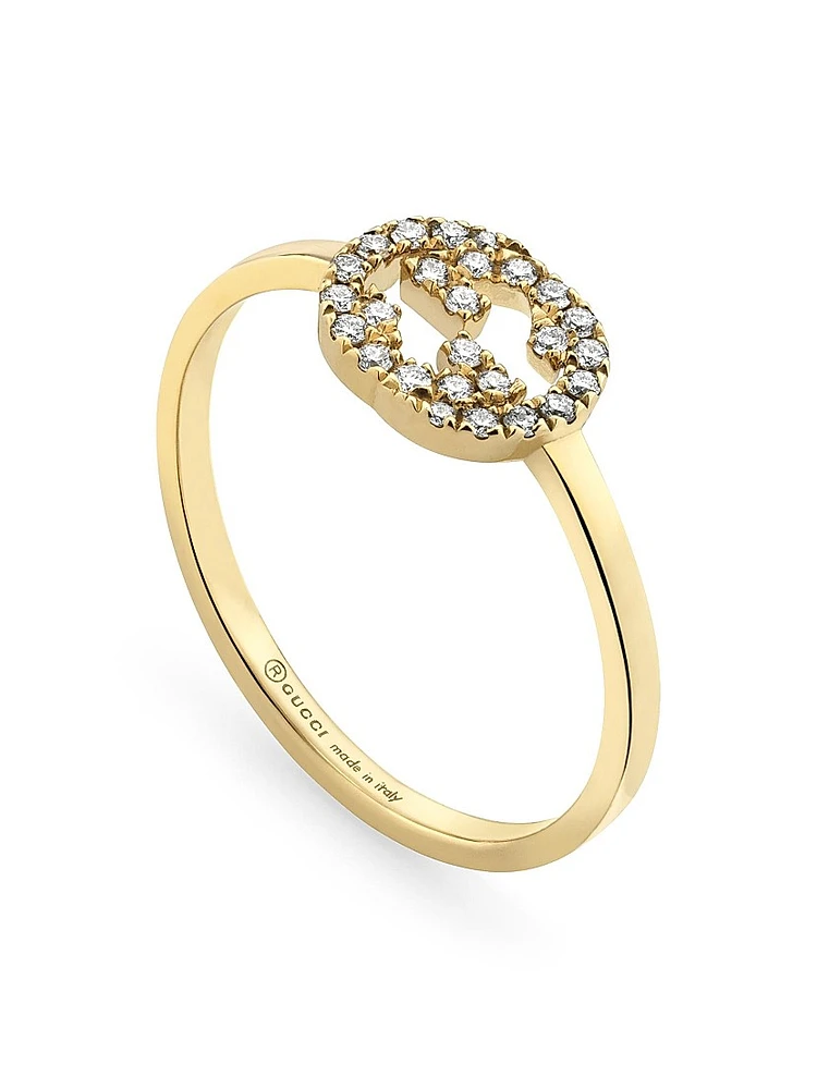 Interlocking G 18K Yellow Gold & 0.12 TCW Diamond Ring