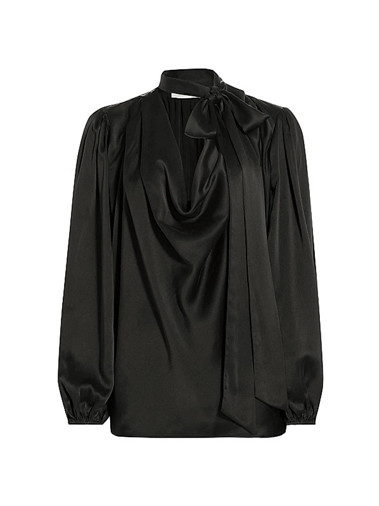 Silk Billow-Sleeve Blouse