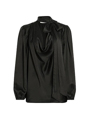 Silk Billow-Sleeve Blouse