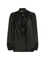 Silk Billow-Sleeve Blouse