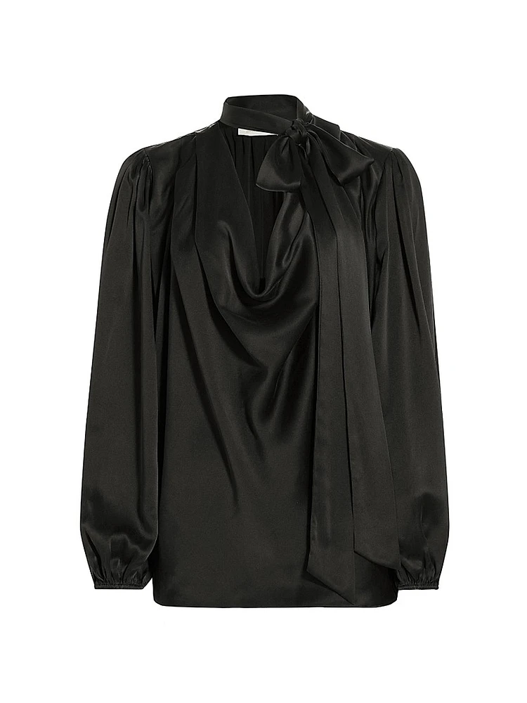 Silk Billow-Sleeve Blouse