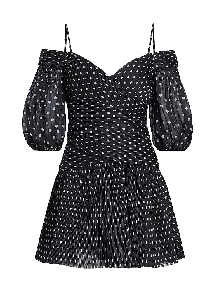 Off-The-Shoulder Polka-Dot Minidress