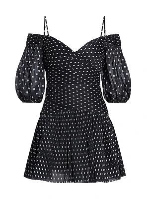 Off-The-Shoulder Polka-Dot Minidress