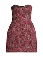 Floral Jacquard Strapless Minidress
