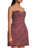 Floral Jacquard Strapless Minidress