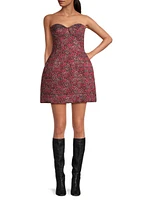 Floral Jacquard Strapless Minidress