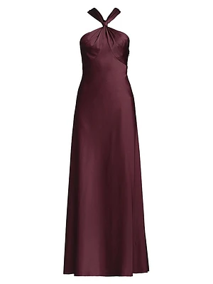 Satin Halterneck Maxi Dress