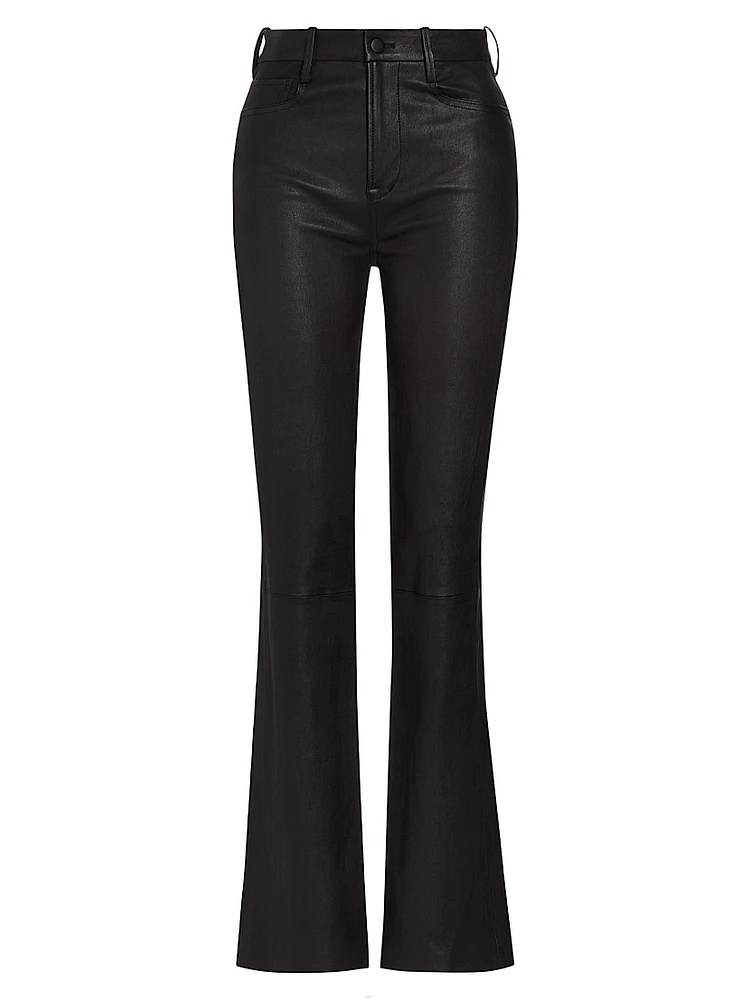 Stretch Bootcut Leather Pants
