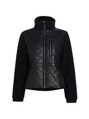 Lanie Mixed Media Quilted Jacket
