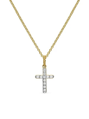 Cable Collectibles Cross Necklace in 18K Yellow Gold
