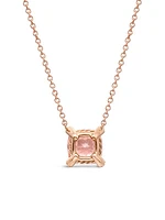 Petite Chatelaine Pendant Necklace in 18K Rose Gold with Morganite and Diamonds, 7mm