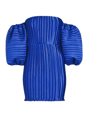 Sirene Pleated Off-The-Shoulder Minidress