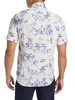 Slim-Fit Beach Scene Print Short-Sleeve Shirt
