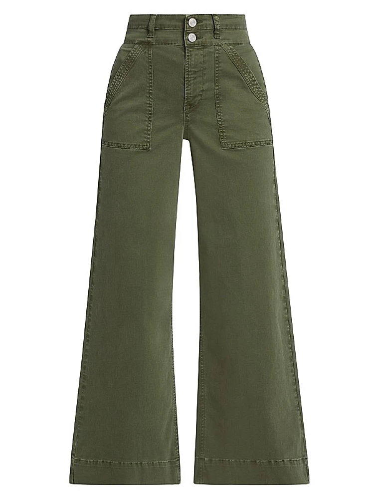 High-Rise Double Waistband Cargo Palazzo Pants