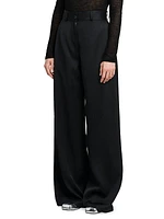 Wide-Leg Twill Trousers