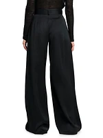 Wide-Leg Twill Trousers