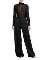 Wide-Leg Twill Trousers