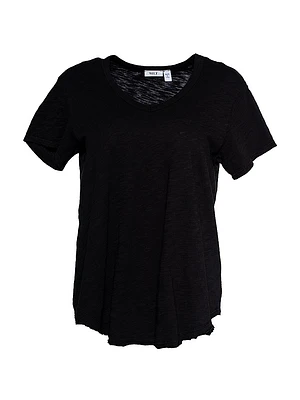 Short Sleeve V-Neck Raw Hem T-Shirt