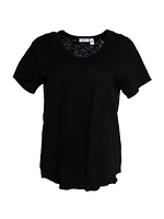 Short Sleeve V-Neck Raw Hem T-Shirt