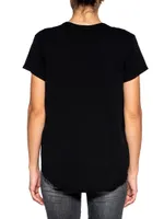 Short Sleeve V-Neck Raw Hem T-Shirt