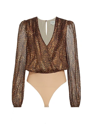 Isa Leopard Silk Bodysuit