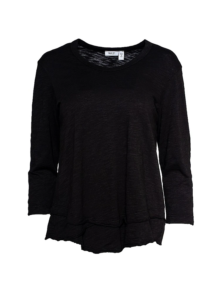 Shrunken Crew 3/4 Sleeve Mock Layer Tee