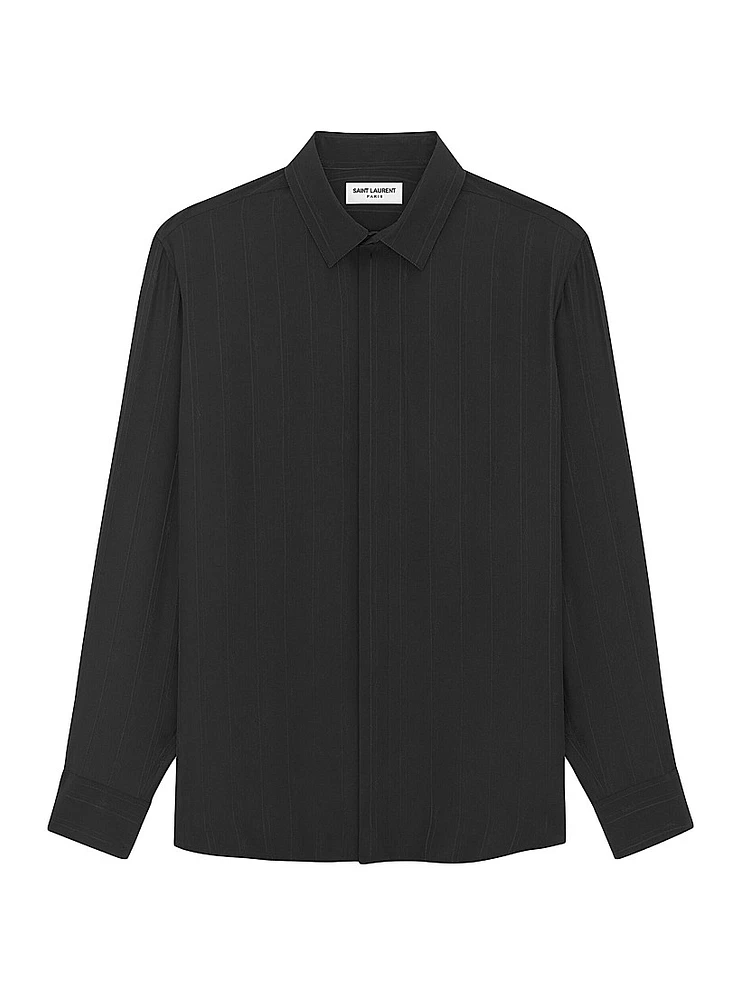 Yves Collar Shirt Matte And Shiny Cassandre Striped Silk