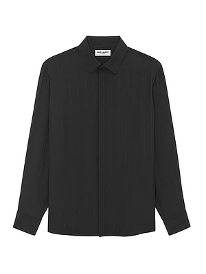 Yves Collar Shirt Matte And Shiny Cassandre Striped Silk