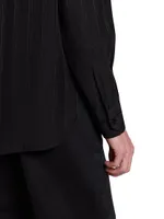 Yves Collar Shirt Matte And Shiny Cassandre Striped Silk