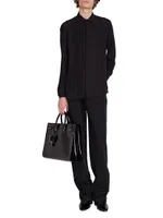 Yves Collar Shirt Matte And Shiny Cassandre Striped Silk